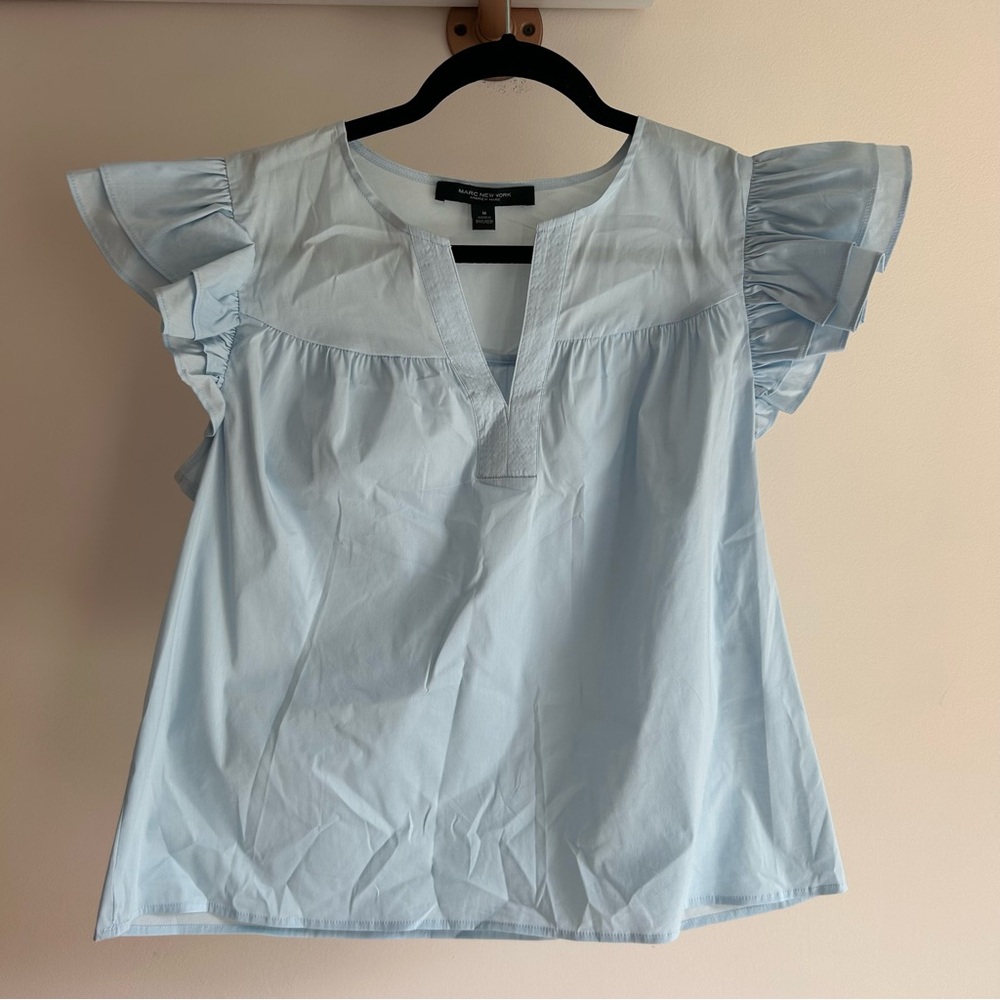 Marc New York light‎ blue puff sleeve blouse medium